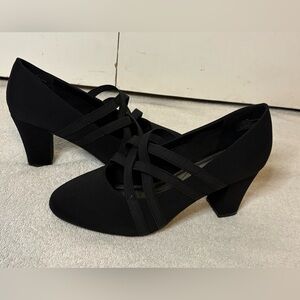 Marbella Women’s Black Charlotte Strappy Block Heel Shoes Size 7.5W